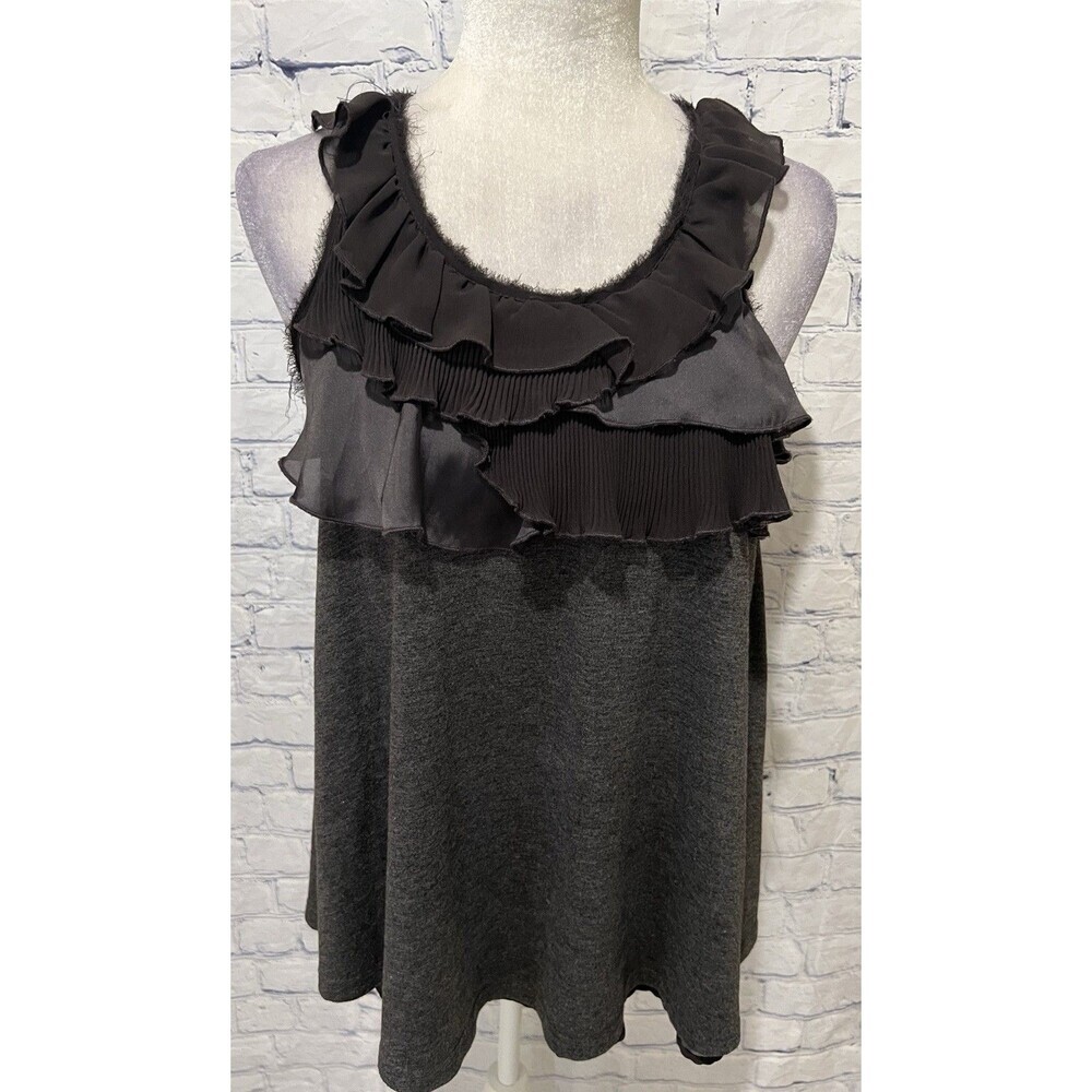 Jaloux Womens Black Gray Tank Mesh Design In Back XS